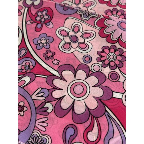 Vintage Pink Ponytail Scarf Whimsical Retro Flower Power Psychedelic GoGo Groovy - Picture 2 of 5